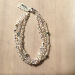 Carolee Crystal Silver Bead 3 Strand Necklace NWT